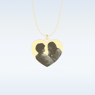 Image Engraved Heart Shaped Pendant in Solid Gold or Silver 6