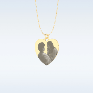 Image Engraved Heart Shaped Pendant in Solid Gold or Silver 7