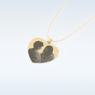 Image Engraved Heart Shaped Pendant in Solid Gold or Silver 10