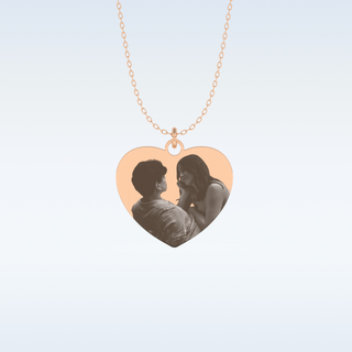 Image Engraved Heart Shaped Pendant in Solid Gold or Silver 11