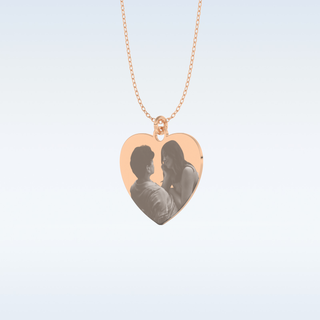 Image Engraved Heart Shaped Pendant in Solid Gold or Silver 12