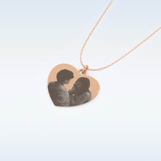 Image Engraved Heart Shaped Pendant in Solid Gold or Silver 15