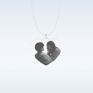 Image Engraved Heart Shaped Pendant in Solid Gold or Silver 1