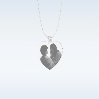 Image Engraved Heart Shaped Pendant in Solid Gold or Silver 2