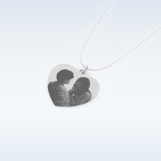 Image Engraved Heart Shaped Pendant in Solid Gold or Silver 5