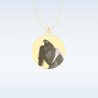 Image Engraved Round Shaped Pendant in Solid Gold or Silver 6