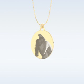 Image Engraved Round Shaped Pendant in Solid Gold or Silver 7