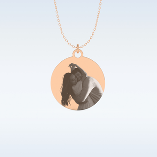 Image Engraved Round Shaped Pendant in Solid Gold or Silver 11