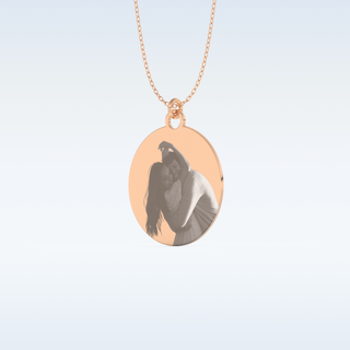 Image Engraved Round Shaped Pendant in Solid Gold or Silver 12