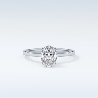 0.94 CT Hidden Halo Engagement Ring Featuring Oval Moissanite