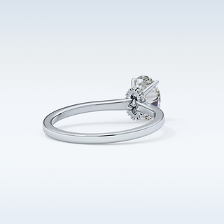 0.94 CT Hidden Halo Engagement Ring Featuring Oval Moissanite