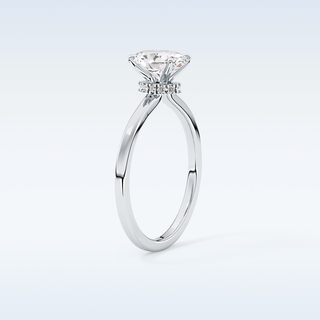 0.94 CT Hidden Halo Engagement Ring Featuring Oval Moissanite