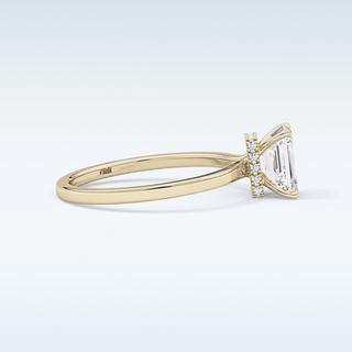 1.02 CT Hidden Halo Engagement Ring Featuring Emerald Moissanite