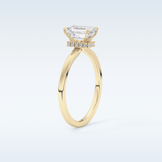 1.02 CT Hidden Halo Engagement Ring Featuring Emerald Moissanite