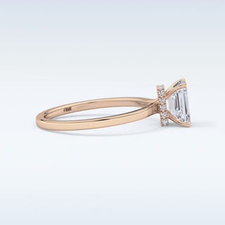 1.02 CT Hidden Halo Engagement Ring Featuring Emerald Moissanite