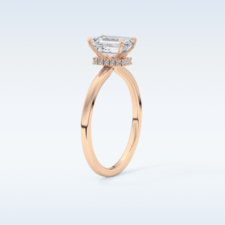 1.02 CT Hidden Halo Engagement Ring Featuring Emerald Moissanite