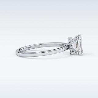 1.02 CT Hidden Halo Engagement Ring Featuring Emerald Moissanite