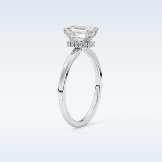 1.02 CT Hidden Halo Engagement Ring Featuring Emerald Moissanite