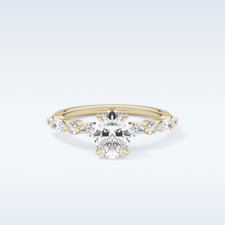 0.91 CT Pave Engagement Ring Featuring Oval Moissanite