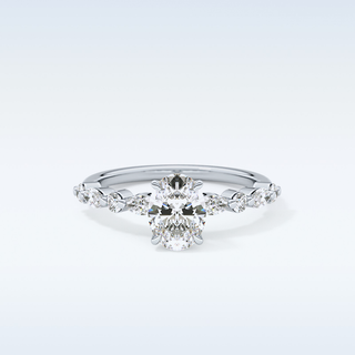 0.91 CT Pave Engagement Ring Featuring Oval Moissanite