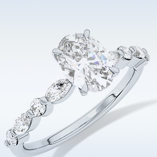 0.91 CT Pave Engagement Ring Featuring Oval Moissanite