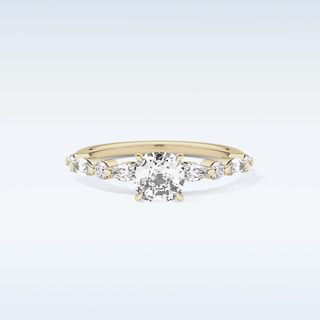 0.87 CT Pave Engagement Ring Featuring Cushion Moissanite
