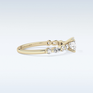 0.87 CT Pave Engagement Ring Featuring Cushion Moissanite