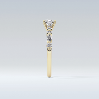0.87 CT Pave Engagement Ring Featuring Cushion Moissanite