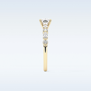 0.87 CT Pave Engagement Ring Featuring Cushion Moissanite
