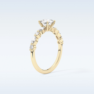 0.87 CT Pave Engagement Ring Featuring Cushion Moissanite