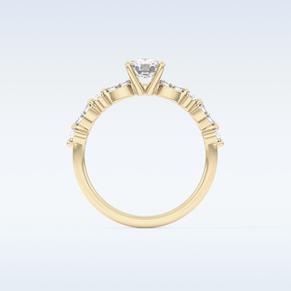 0.87 CT Pave Engagement Ring Featuring Cushion Moissanite