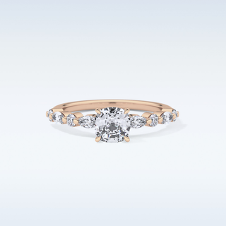 0.87 CT Pave Engagement Ring Featuring Cushion Moissanite