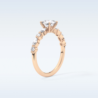 0.87 CT Pave Engagement Ring Featuring Cushion Moissanite