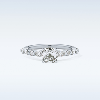 0.87 CT Pave Engagement Ring Featuring Cushion Moissanite