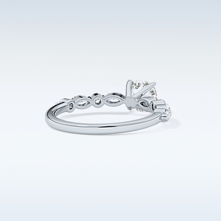 0.87 CT Pave Engagement Ring Featuring Cushion Moissanite