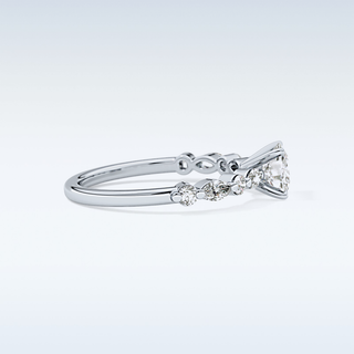 0.87 CT Pave Engagement Ring Featuring Cushion Moissanite