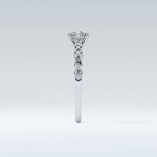 0.87 CT Pave Engagement Ring Featuring Cushion Moissanite