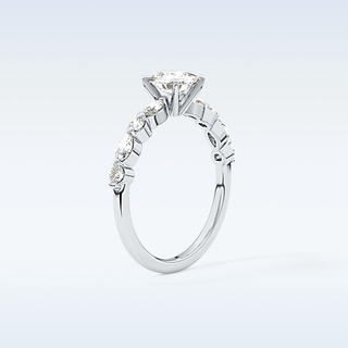 0.87 CT Pave Engagement Ring Featuring Cushion Moissanite