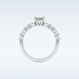 0.87 CT Pave Engagement Ring Featuring Cushion Moissanite