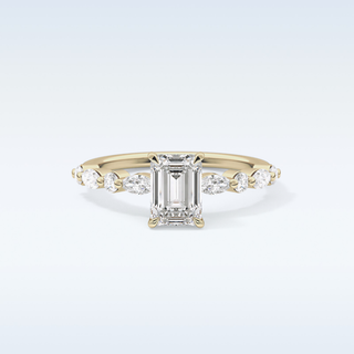 1.02 CT Pave Engagement Ring Featuring Emerald Moissanite