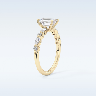 1.02 CT Pave Engagement Ring Featuring Emerald Moissanite
