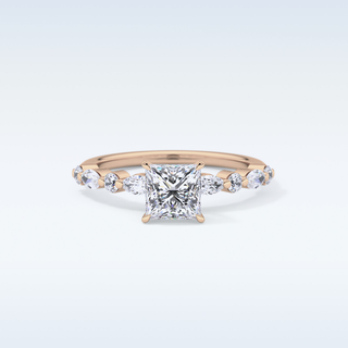 1.04 CT Pave Engagement Ring Featuring Princess Moissanite