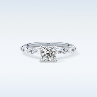 1.04 CT Pave Engagement Ring Featuring Princess Moissanite