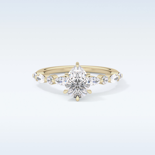 0.93 CT Pave Engagement Ring Featuring Pear Moissanite