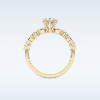 0.93 CT Pave Engagement Ring Featuring Pear Moissanite