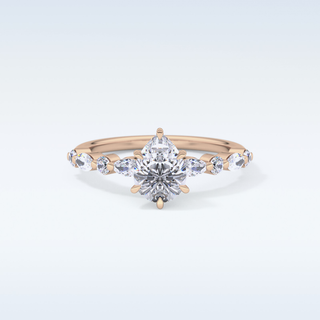 0.93 CT Pave Engagement Ring Featuring Pear Moissanite