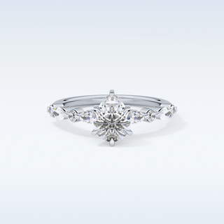 0.93 CT Pave Engagement Ring Featuring Pear Moissanite