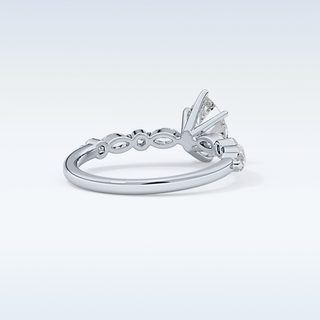 0.93 CT Pave Engagement Ring Featuring Pear Moissanite