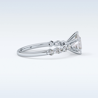 0.93 CT Pave Engagement Ring Featuring Pear Moissanite