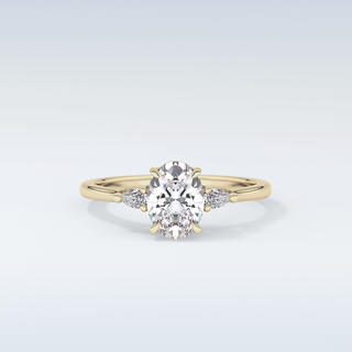 Elegant 1.0 CT Three Stones Engagement Ring Featuring Oval Moissanite